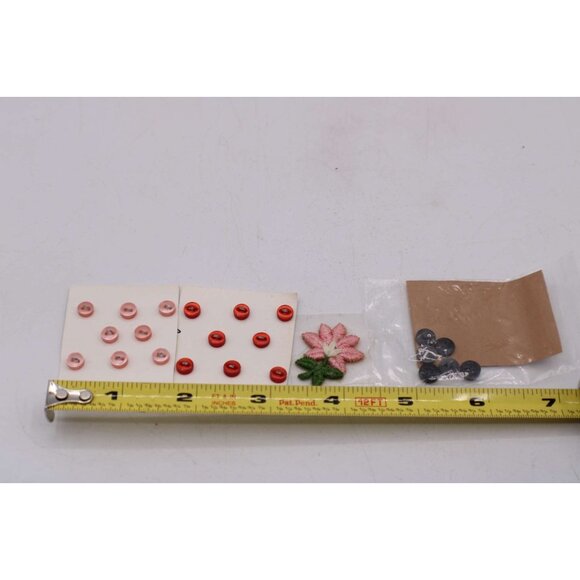 Craft Buttons Red Pink Black Sewing Supplies Embroidery Flower Patch New - Picture 8 of 8